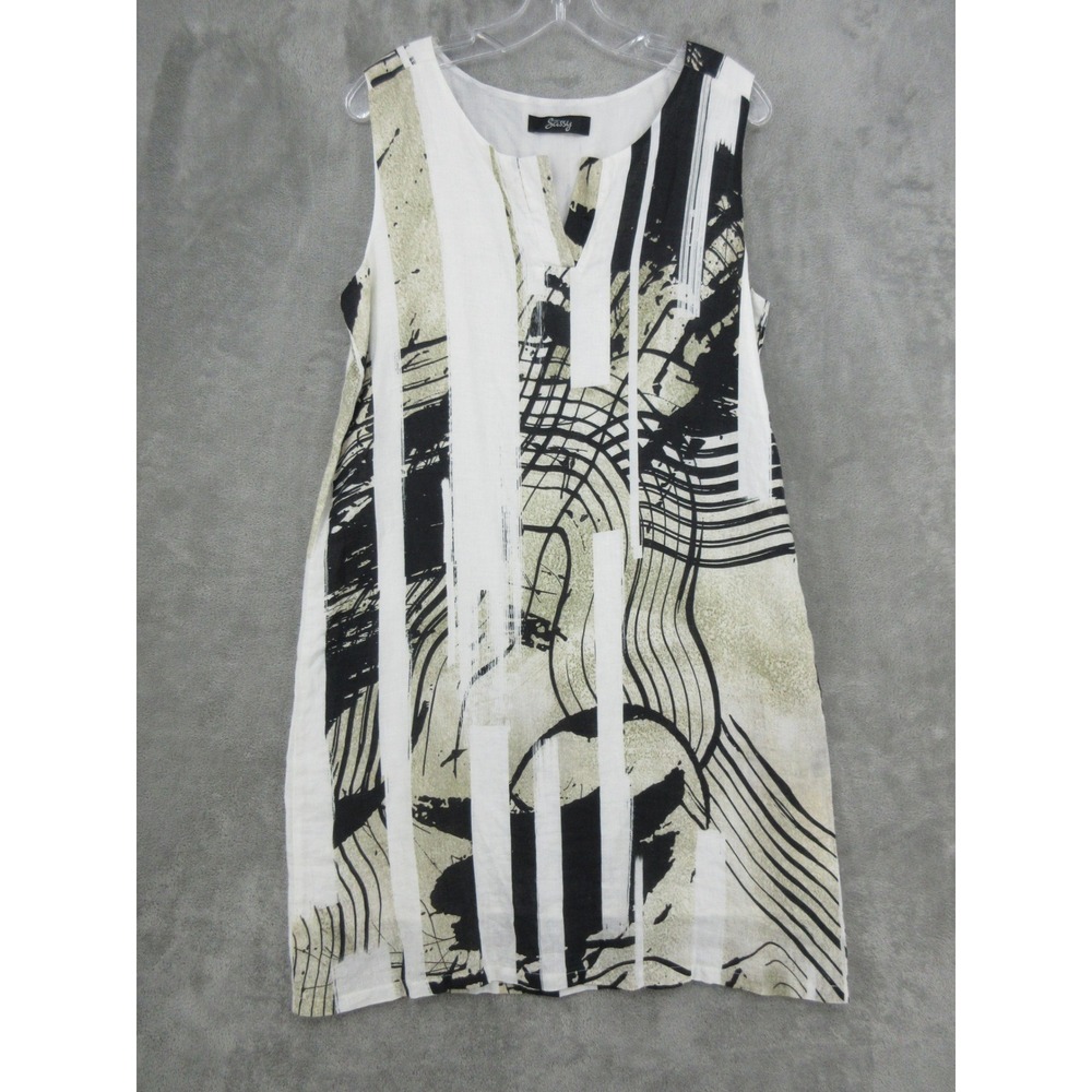 Ever Sassy Dress Womens Size S Abstract Linen Boxy Relaxed Lined Art to Wear